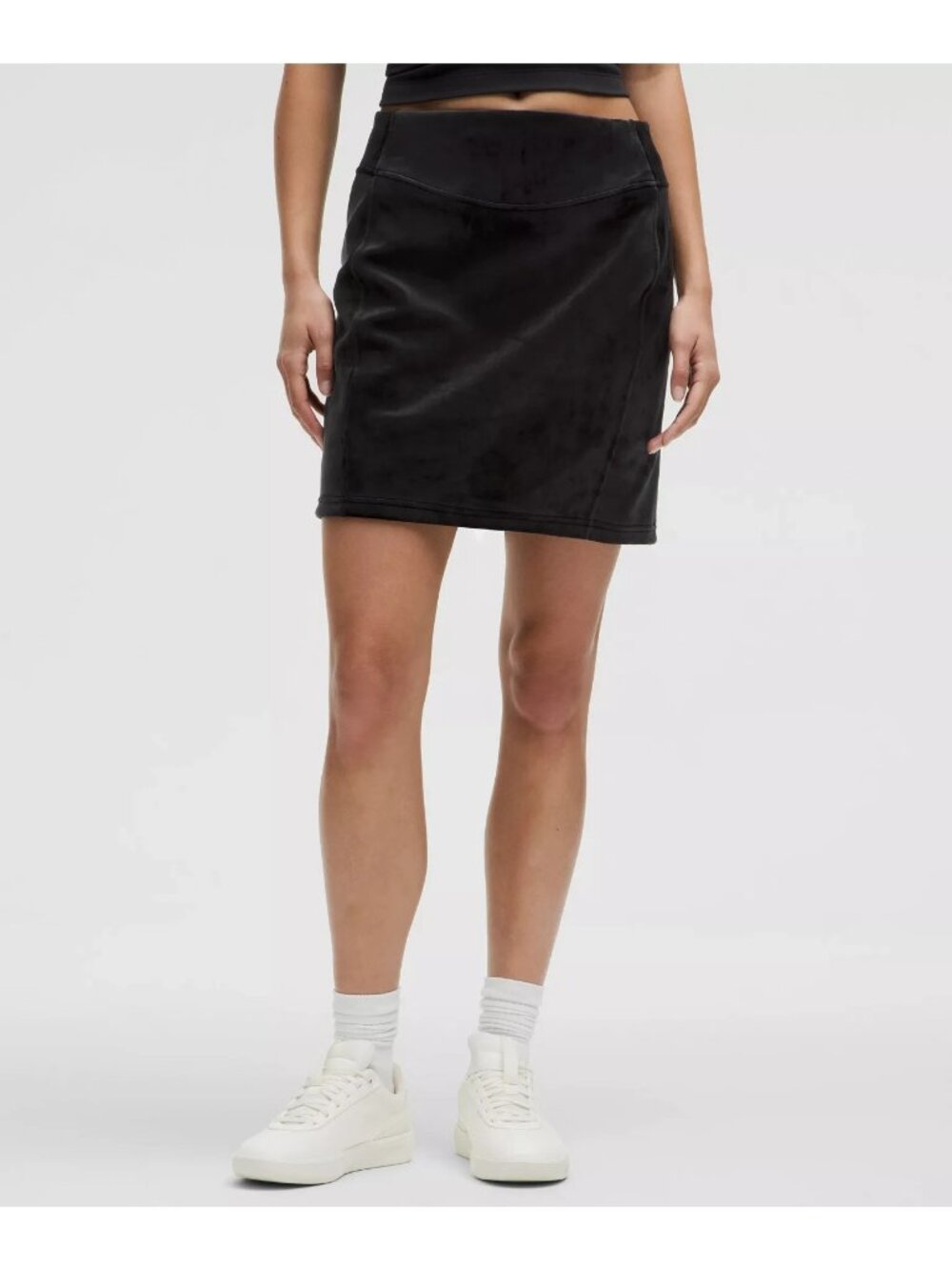 Lululemon Black Soft Velvet Scuba Knit Mini Skirt